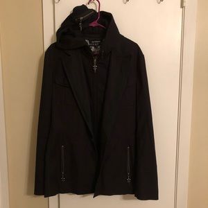 Men's Black Jacket with Removable Zipped Hood
